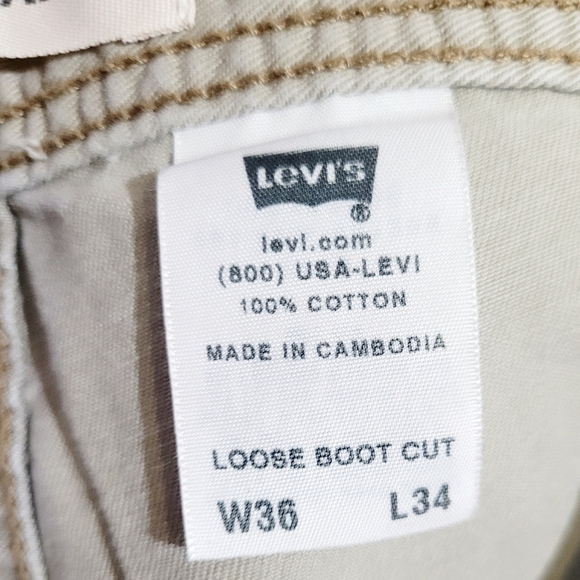 LEVI'S Men's Workwear Pants Loose Bootcut 100% Cotton Size 36x34 Khaki Color - Picture 8 of 9